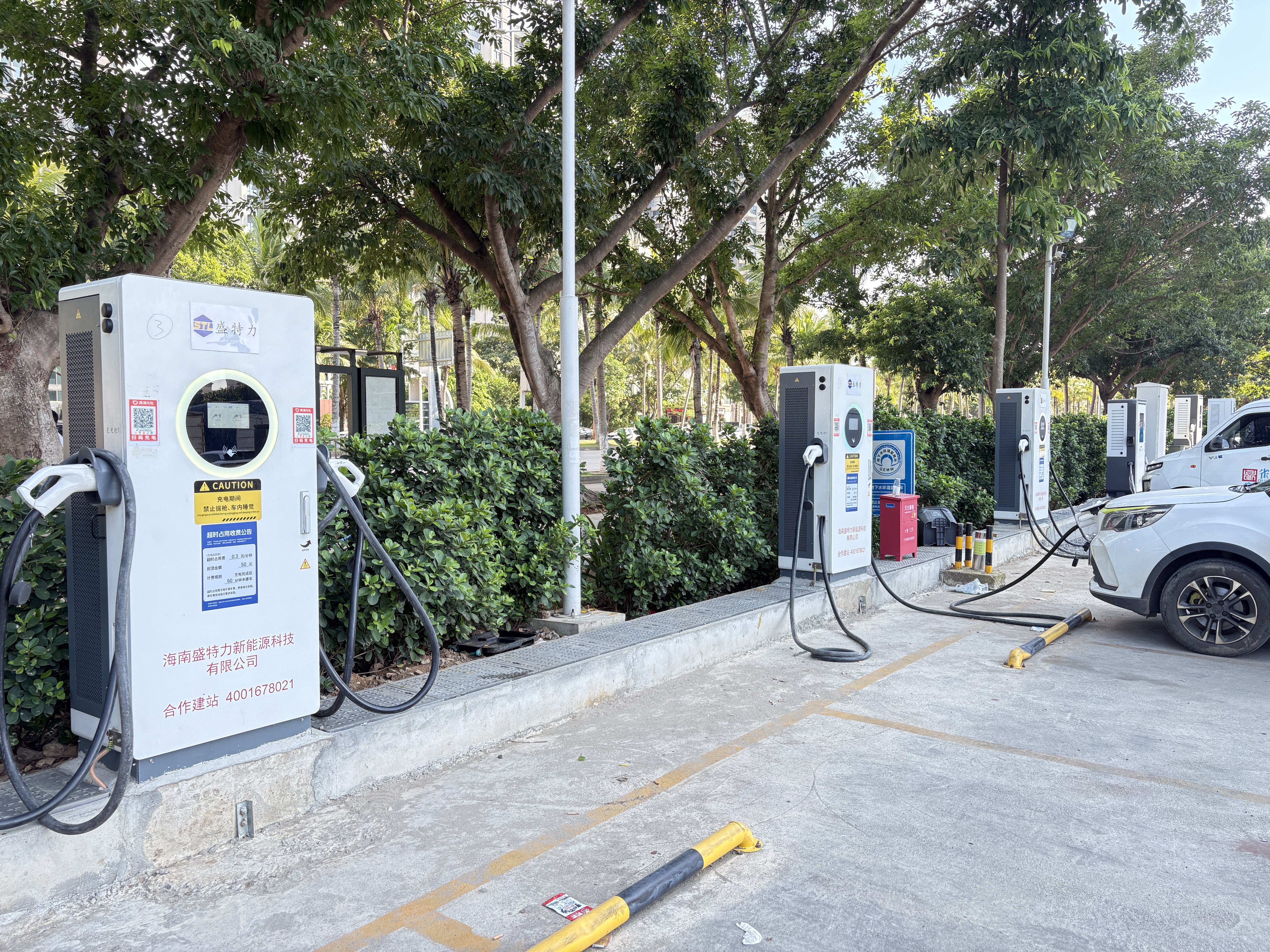 Commercial EV charging station outside a building