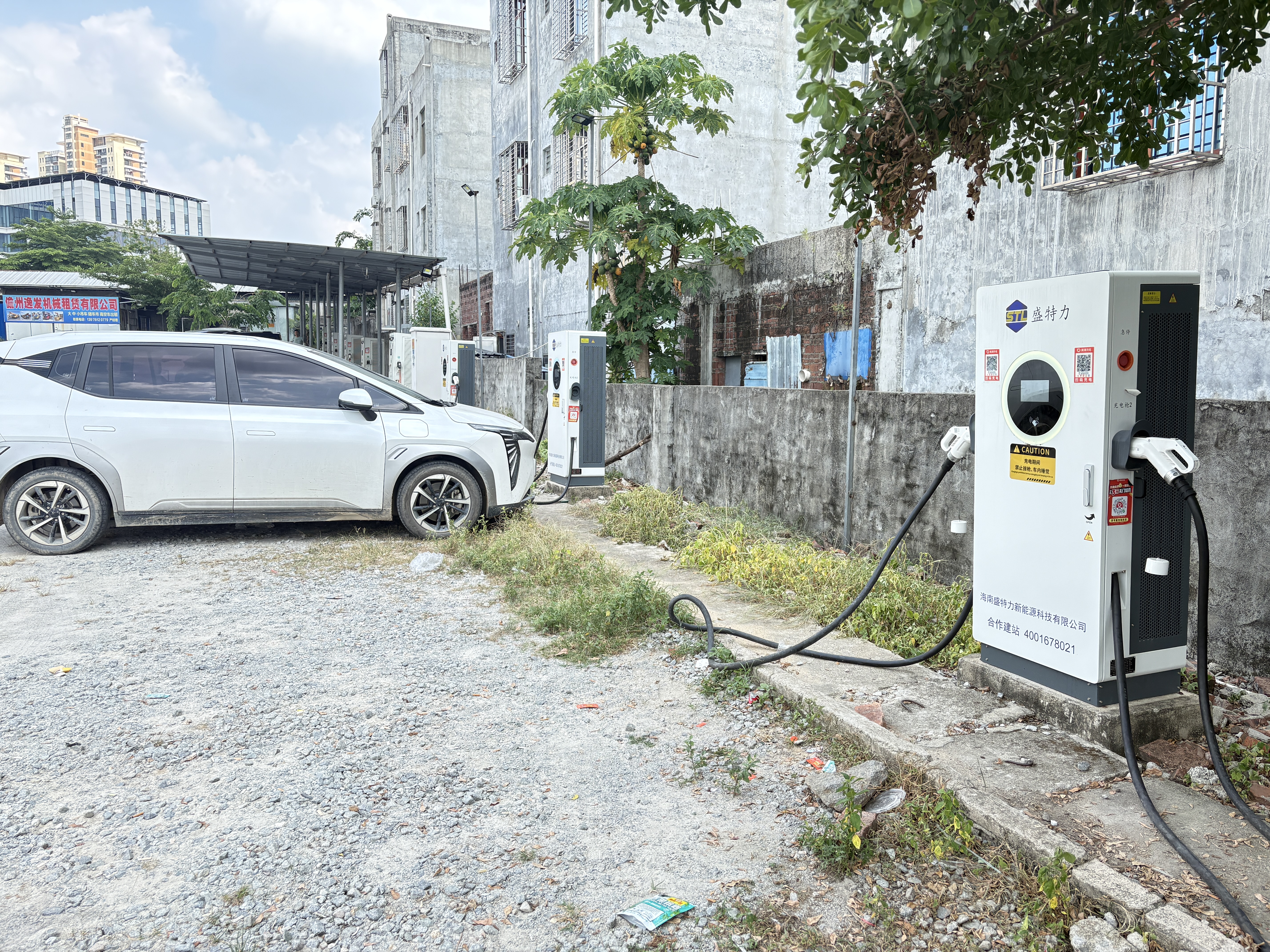 EV chargers installed in a parking facility